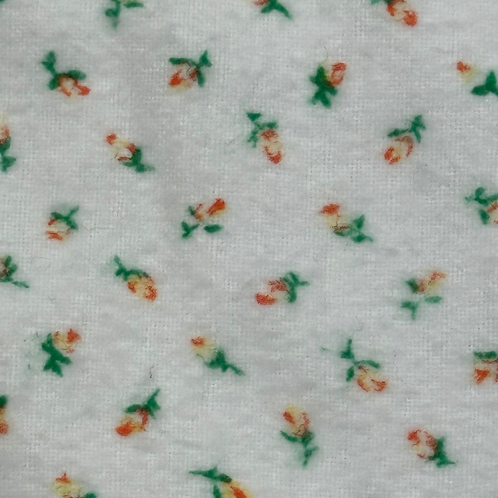 Vtg‎ Soft Flannel Baby Receiving Blanket Floral Print Green Embroidery 39x39